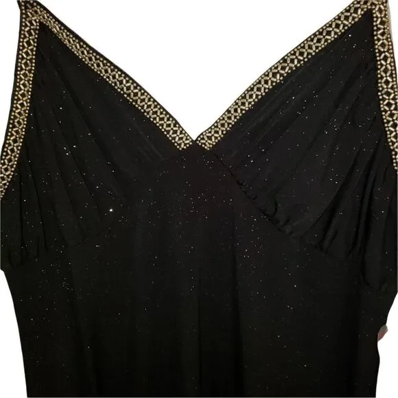 Eva Blue Juniors Black Sleeveless Gold Detail Sparkle Party Dress - Picture 3 of 9